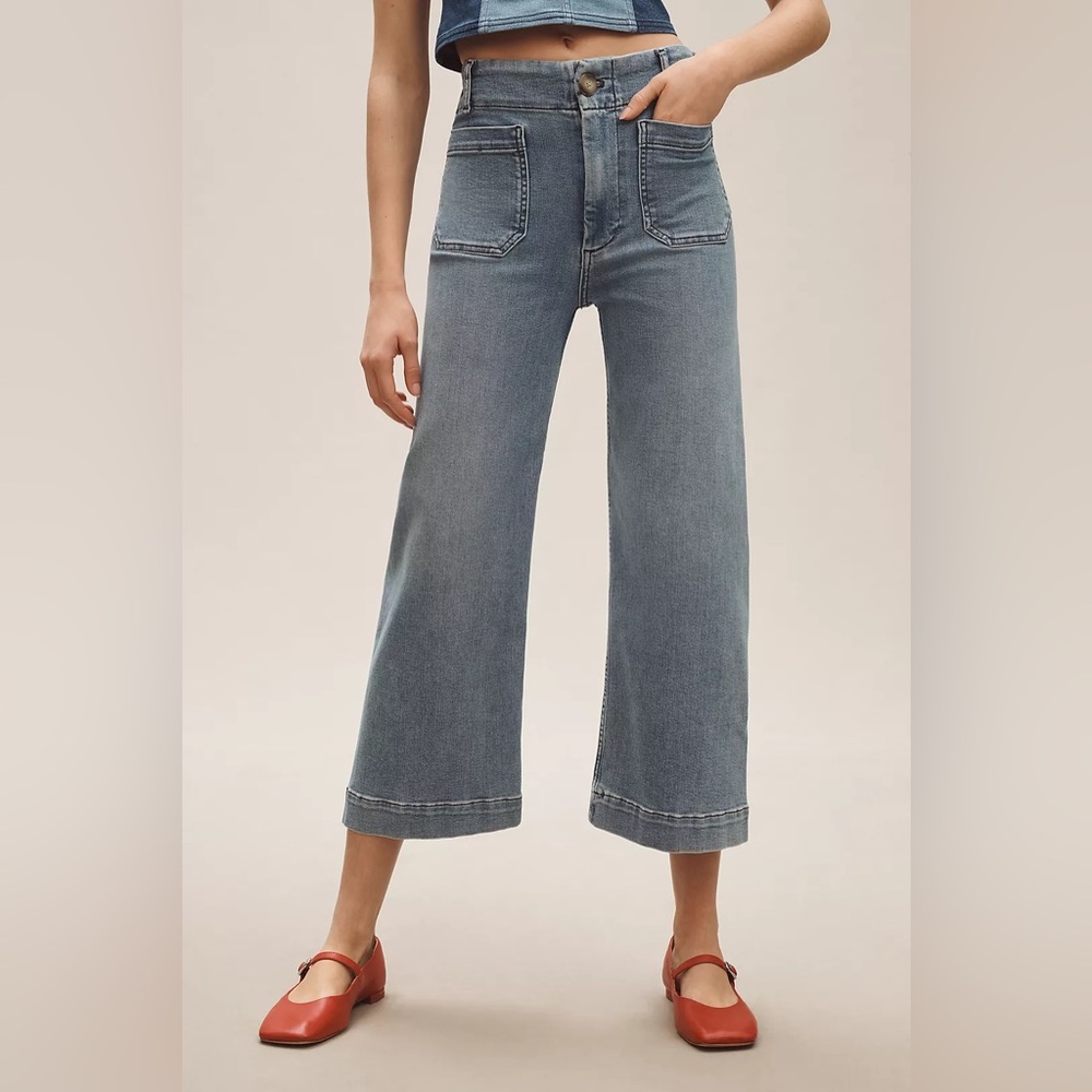 NWOT The Colette Cropped High-Rise Wide-Leg Jeans by Maeve Korat Wash Size 27